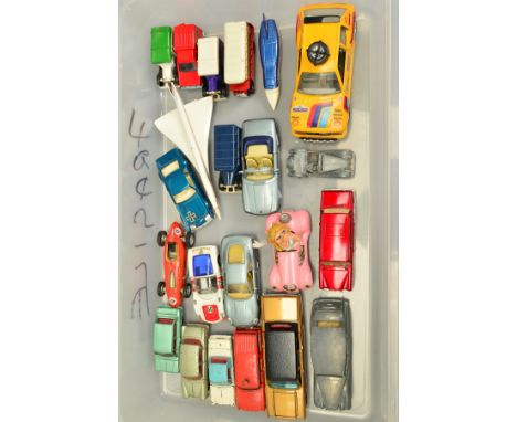 A QUANTITY OF UNBOXED AND ASSORTED PLAYWORN DIECAST VEHICLES, to include Spot-On Rolls Royce Silver Wraith, No.103, Dinky Toy