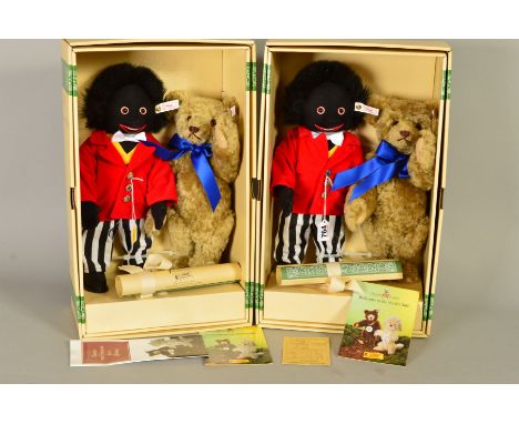 TWO BOXED LIMITED EDITION STEIFF 'JOLLY GOLLY AND BEAR SET' 1996, No654428, exclusively made for Dolly Land, London, No1447/1