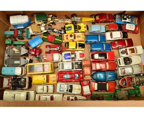 A QUANTITY OF UNBOXED AND ASSORTED PLAYWORN DIECAST VEHICLES, to include many Corgi cars from the 1960's and 1970's, includin