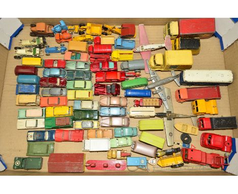 A QUANTITY OF UNBOXED AND ASSORTED PLAYWORN DIECAST VEHICLES, to include Corgi, Corgi Rockets (no key), Dinky, Lone Star Road