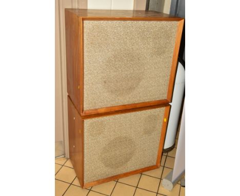A PAIR OF MID CENTURY SPEAKER CABINETS, fitted with vintage Fane speakers 67cm x 59cm x 48cm