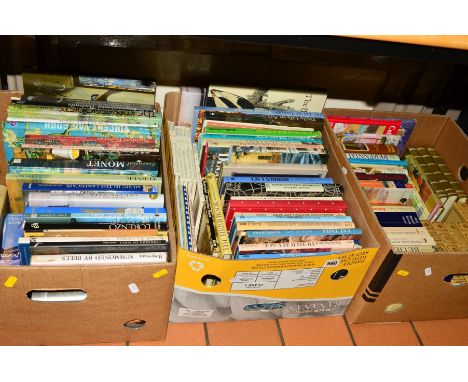 THREE BOXES OF BOOKS, to include art, bobbin lace making, etc
