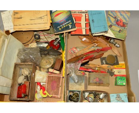 A QUANTITY OF BOXED AND UNBOXED VINTAGE MODEL AIRCRAFT SPARES, to include A.M. and other engines parts (not tested, may not b