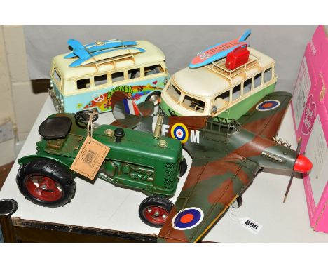 LESSER AND PAVEY LTD MODEL AIRCRAFT, TRACTOR AND TWO SURFERS CAMPERVANS (4)