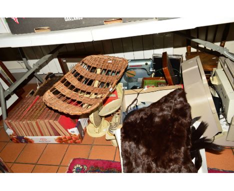 THREE BOXES AND LOOSE SUNDRY ITEMS, to include books (The Story of the Great War, 13 volumes), baby weighing scales with wick