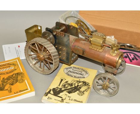 A PART BUILT LIVE STEAM TRACTION ENGINE, 'Minnie', 1'' scale model as designed by L.C. Mason, of brass, steel and copper cons