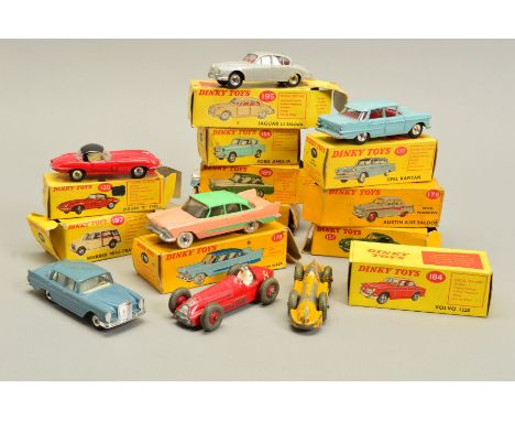 A QUANTITY OF BOXED AND UNBOXED DINKY TOYS CARS, majority are 1960's cars in lightly playworn condition with some minor paint