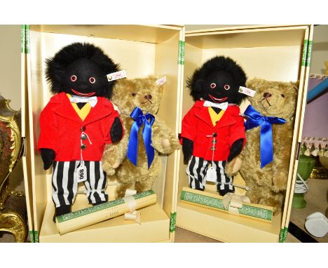 TWO BOXED LIMITED EDITION STEIFF 'JOLLY GOLLY AND BEAR SET' 1996, No654428, made exclusively for Dolly Land, London, No1302/1