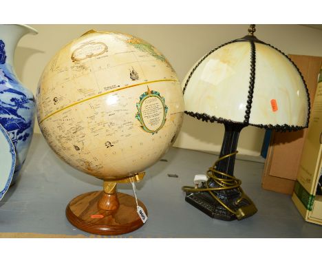 A MODERN REPLOGLE 12' GLOBE 'WORLD CLASSIC' SERIES, together with table lamp of Tiffany style with opaque glass shade, height