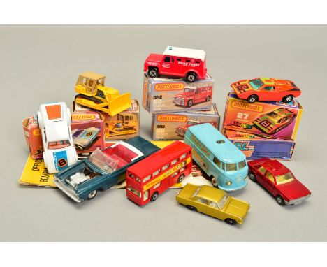 A QUANTITY OF BOXED MATCHBOX 1-75 SUPERFAST MODELS, De Tomaso Pantera, No.8, 2 x Lamborghini Countach Streakers, No.27, Cater