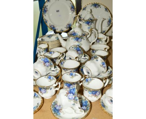 ROYAL ALBERT 'MOONLIGHT ROSE' TEA/DINNERWARES, to include teapot, coffee pot, seven dinner plates, milk jug, sugar bowl, crea