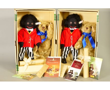 TWO BOXED LIMITED EDITION STEIFF 'JOLLY GOLLY AND BEAR SET' 1996, No  654428, exclusively made for Dolly Land, London, No597/