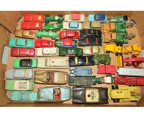 A QUANTITY OF UNBOXED AND ASSORTED PLAYWORN DIECAST VEHICLES, to include Spot-On, 2 x Corgi Aston Martin DB4 in red, No.218, 