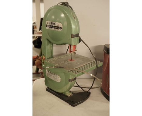 A Nutool 240v benchtop bandsaw; together with a Screwfix benchtop dovetail jig.