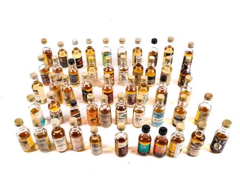 A selection of whisky miniatures, including: The Blair Athol Highland Malt Scotch Whisky; Littlemill Malt Scotch Whisky, 8 ye
