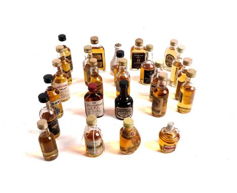 A selection of whisky miniatures, including: Campbeltown Commemoration Vatted Malt Whisky, 12 years old; Glendronach Pure Hig