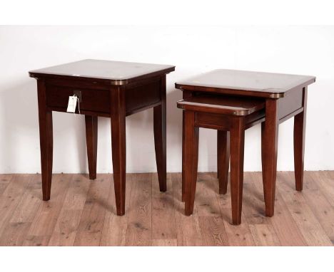 John Lewis - Babington: A modern hardwood nest of two tables, 49 x 49 x 62cm high, together with a lamp table, 46 x 46 x 60cm