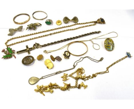 A COLLECTION OF VINTAGE COSTUME JEWELLERY To include rolled gold, silver, gold plate marcasite etc