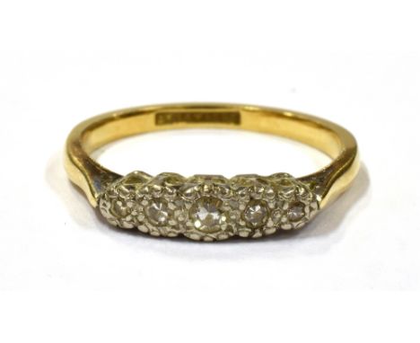 A VINTAGE 18CT GOLD PLATINUM DRESS RING the ring marked 18ct plat, ring size M ½, weight 2.4grams