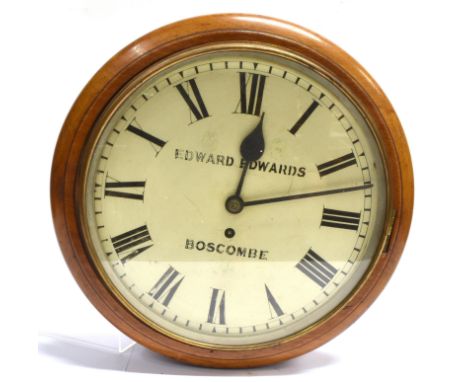 A FUSEE MOVEMENT WALL CLOCK  the 12' dial inscribed 'EDWARD EDWARDS BOSCOMBE', 38cm diameter overall