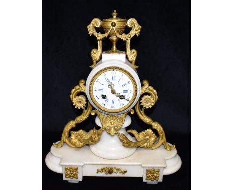 A FRENCH GILT METAL MOUNTED MANTLE CLOCK  the 8-day Japy Freres movement striking on a bell, 34cm wide 39cm high