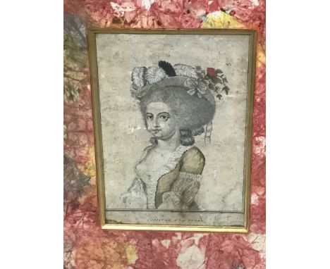 Colour French print 'Coiffure a la Perse' 20 x 13 framed & glass (please remember to check condition of lots before  bidding 