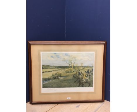 After Lionel Edwards colour print Hunting scene signed in pencil on mount Fine art stamp 34 x 49cm F&G (please remember to ch