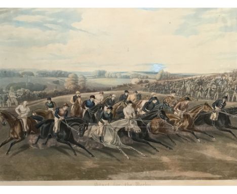 After C Turner colour print 'Start for the Derby' published 1838 by J Moore engraved by Charles Hunt, 51 x 74 cm f&g (please 
