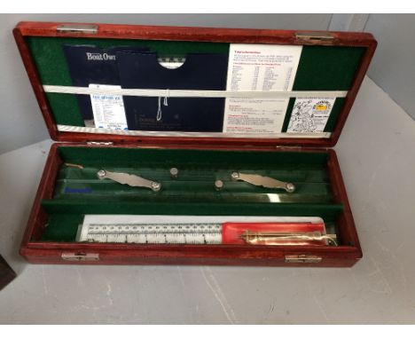 Boxed navigational set for use on charts together with a wood box J H JONES R M PLX 2169 RM (please remember to check conditi