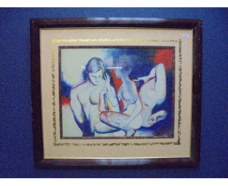 Oil on canvas, a Portrait Study of Nude Figures in an Interior, 53 x 67.5 cm (please remember to check condition of lots befo