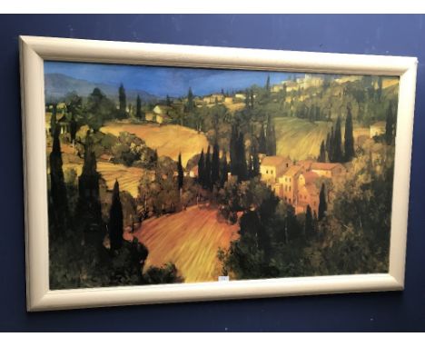 Philip Craig, large studio framed art print of a Tuscan landscape 70 x 115 cm (please remember to check condition of lots bef