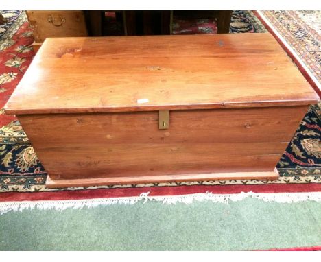 Hardwood coffee table, 100x65x44cmH; large hardwood blanket chest with carrying handles, 104x53x50cmh; 3 shelf bookcse 100Wx9