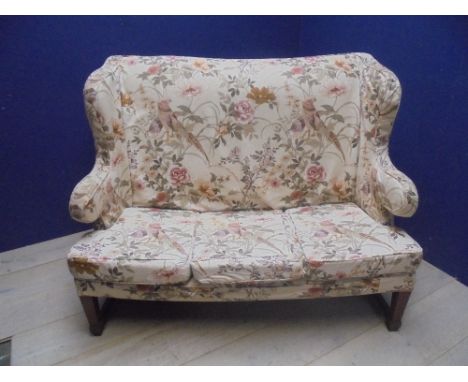 Circa 1900 walnut framed 3 seater sofa on square tapered legs (please remember to check condition of lots before  bidding at 