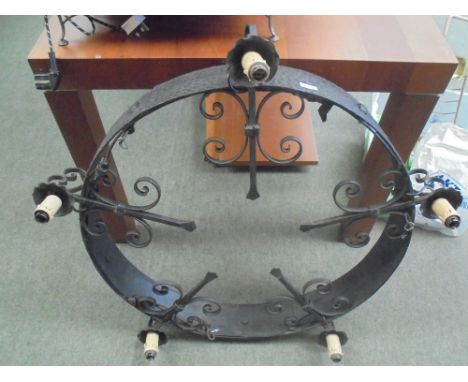 Large wrought iron five light chandelier (please remember to check condition of lots before  bidding at auction & absentee pa