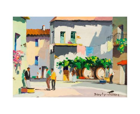 § CECIL R. D'OYLY-JOHN (BRITISH 1906-1993) STREET SCENE, MEDITERRANEAN Signed lower right, oil on canvas(24cm x 34cm (9.5in x