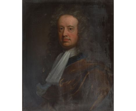 18TH CENTURY SCOTTISH SCHOOL HALF-LENGTH PORTRAIT OF PROFESSOR WILLIAM LAW OF ELVINGTON, c. 1720 Inscribed to label verso, oi