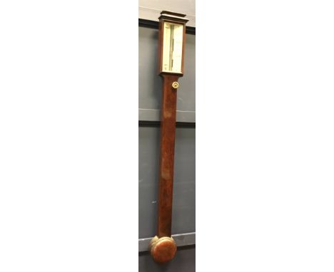 19TH CENTURY MAHOGANY STICK BAROMETER, by S.P. Cohen of Glasgow, with bone dial, the mahogany case with caddy top, 96cm high