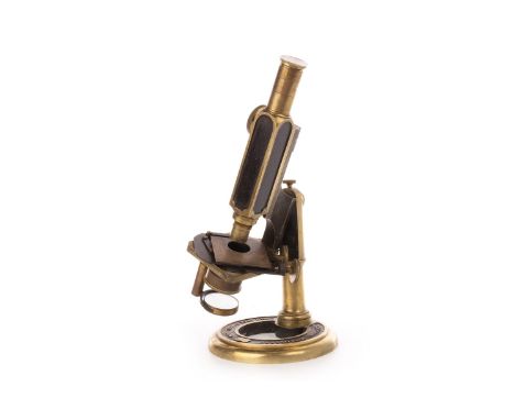 UNIVERSAL MICROSCOPE BY SMITH BECK & BECK LONDON, numbered 3831, lacquered brass body, 30cm high