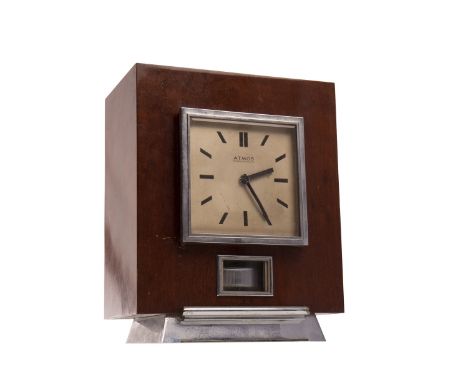 1930s J.L. REUTTER 'ATMOS - PENDULE PERPETUELLE' CLOCK, the silvered face with baton numerals, above a glazed aperture displa