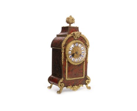 LATE VICTORIAN BOULLE, TORTOISESHELL AND GILT METAL MANTEL CLOCK, of 18th Century French design, two train eight day movement