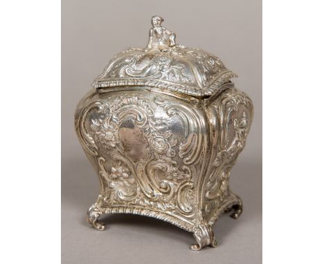 A Victorian silver tea caddy, hallmarked London 1896, maker's mark of WG JL and stamped Goldsmiths & Silversmiths Company, 11