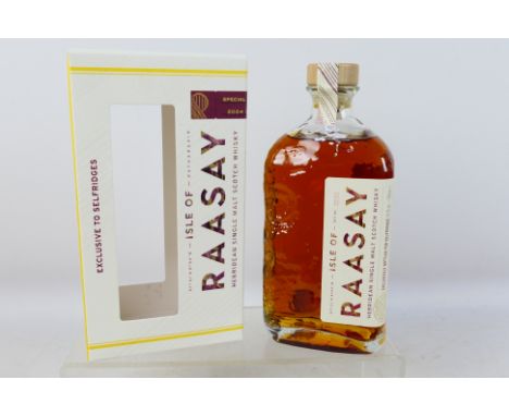 A 700ml bottle of Isle Of Raasay Hebridean Single Malt Scotch Whisky, Special Release 2024 Edition, 58.3% abv, bottle 0030. [