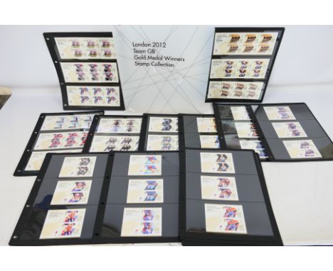 Philately - A London 2012 Team GB Gold Medal Winners Stamp Collection comprising a binder housing 29 sets of six Olympic stam