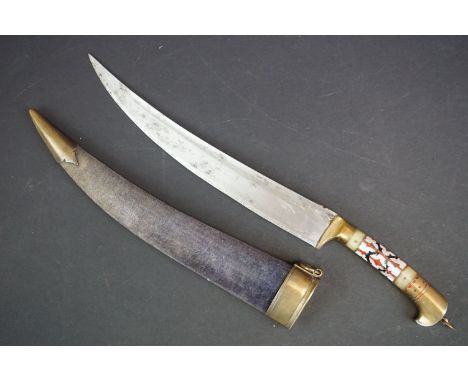 A Vintage North Indian Pesh-Kabz Knife / Dagger Complete With Scabbard. 