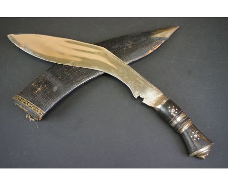 An Indian Kukri Knife With Chrome Plated Blade And Original Scabbard. 