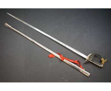 A British Military World War One King George V Army Officers Sword And Scabbard, Retail Marked For Hawkes &amp; Co. Saville R