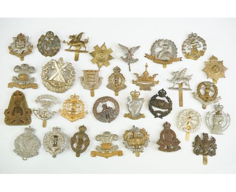 A Collection Of Approx Thirty Military Cap Badges To Include The Tank Regiment, The Cameron Highlanders, The XII Royal Lancer
