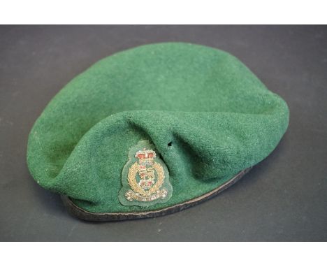 A British Army Green Beret Badged To The Adjutant General's Corp Complete With Cloth Badge, Size 57. 