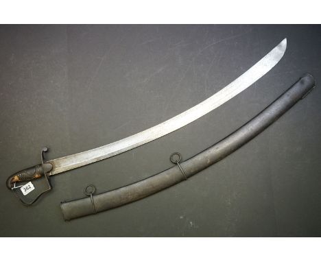 An Antique 1796 Pattern Light Cavalry Troopers Sword Together With Scabbard, 82cm Sharply Curved Fullered Blade, Two Suspensi