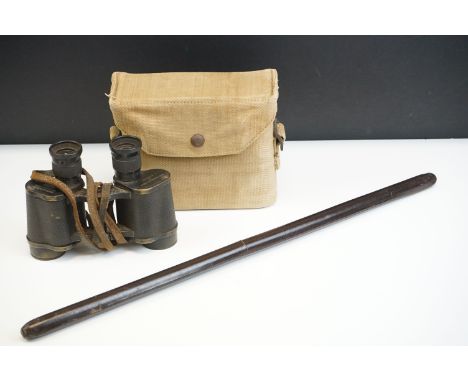 A Small Collection Of Mixed Militaria To Include A Pair Of British World War Two Kershaw Binoculars In 1937 Pattern Webbing C